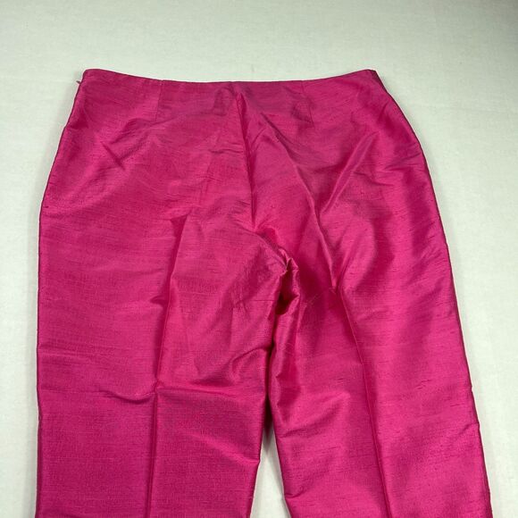 Lauren Ralph Lauren Silk Pants Fuschia Pink Side Zip Trousers 12P PETITE FLAW - Picture 11 of 14